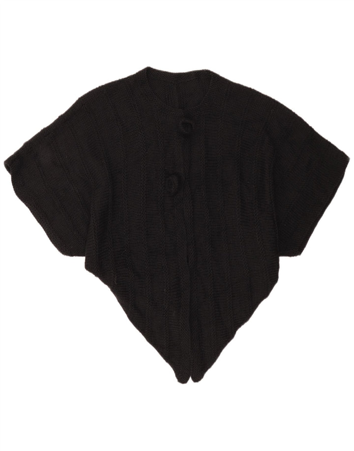 Vintage Asymmetrischer Poncho-Pullover für Damen, Einheitsgröße, Schwarz
