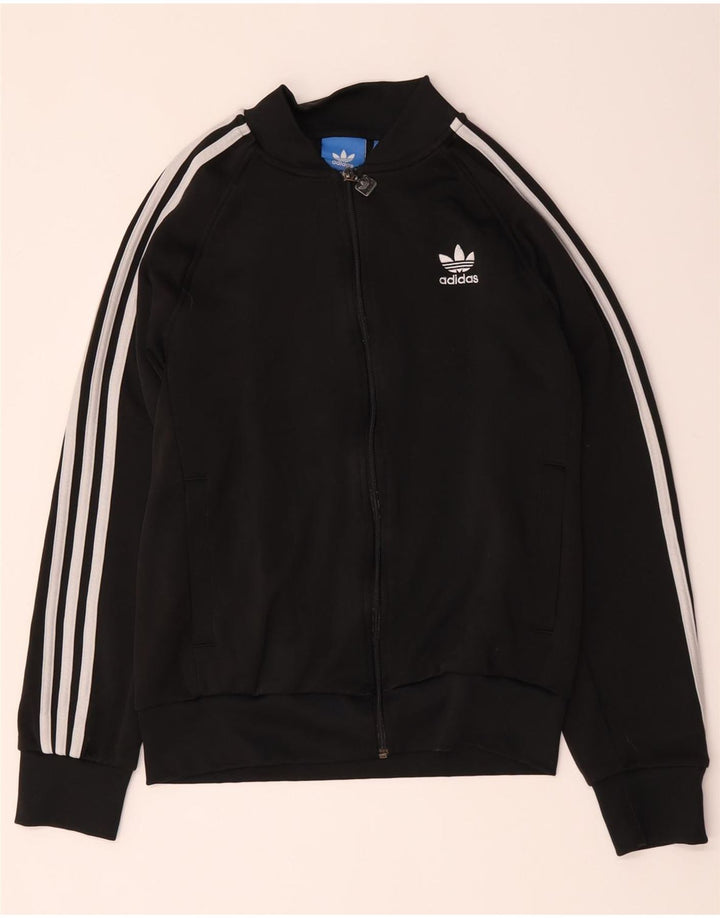 Adidas Herren-Trainingsanzug-Top-Jacke aus mittelschwarzem Polyester