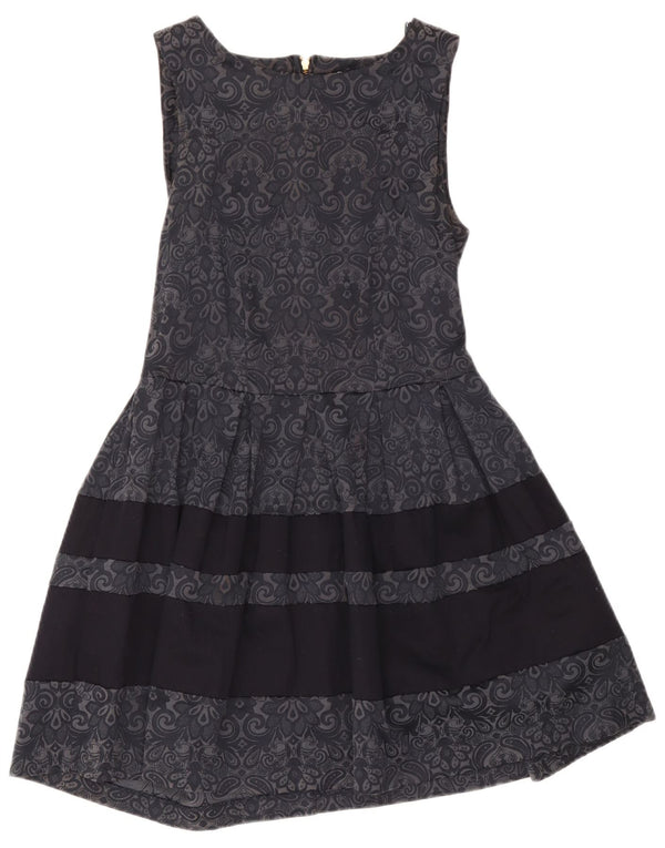 CLOSET Ärmelloses A-Linien-Kleid für Damen, UK 12, Mittelgrau, geblümte Baumwolle