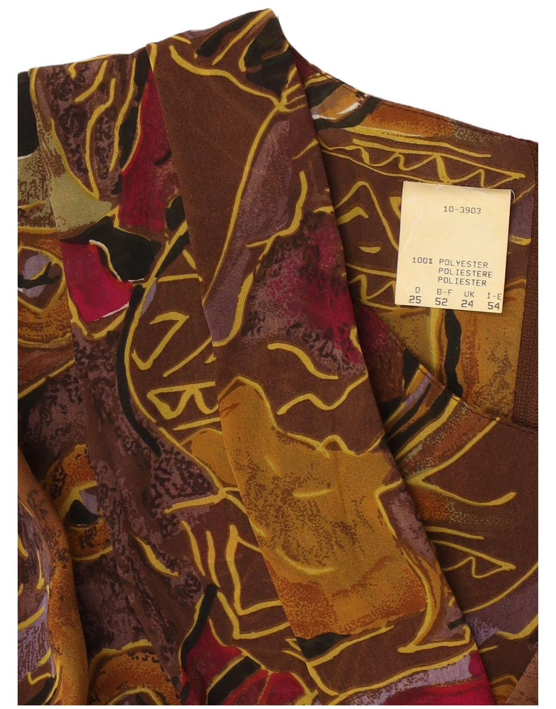 Vintage Damen-Etuikleid mit abstraktem Muster und 3/4-Ärmeln, UK 24 4XL, Braun