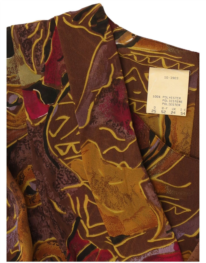 Vintage Damen-Etuikleid mit abstraktem Muster und 3/4-Ärmeln, UK 24 4XL, Braun