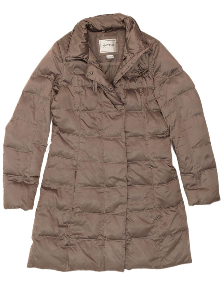 Geox Damen Respira Wattierter Mantel UK 10 Small Braun Polyester