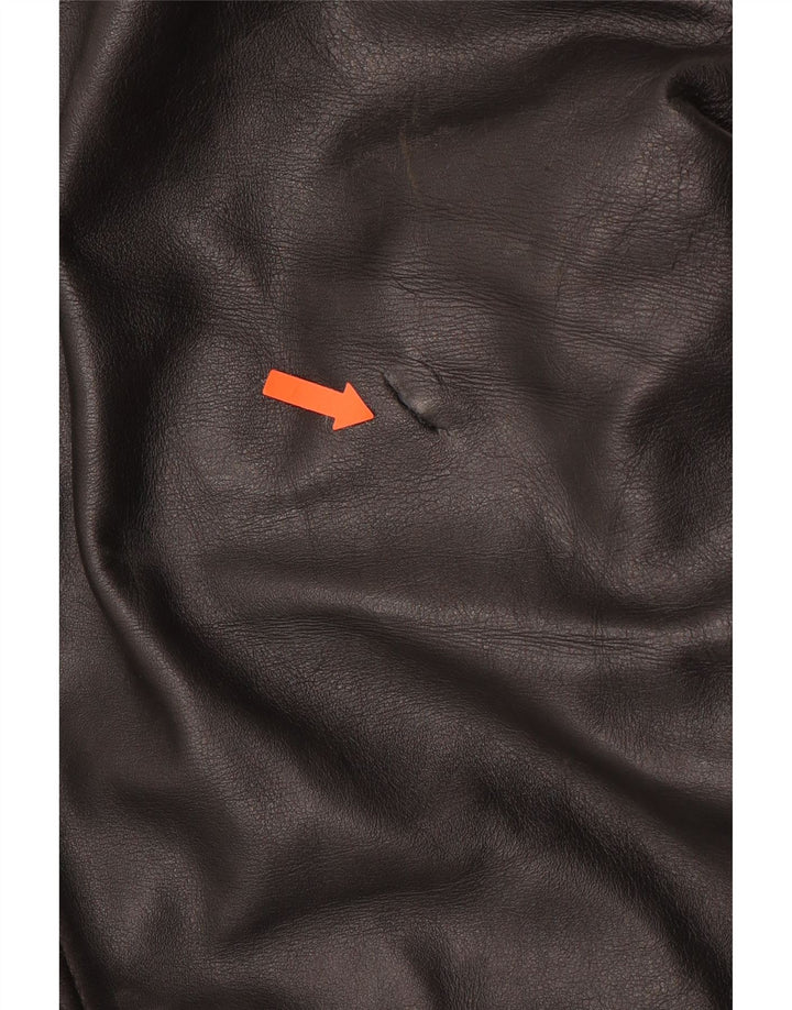 VINTAGE Damen Moto Racer Hose IT 44 Medium W30 L27 Schwarzes Leder