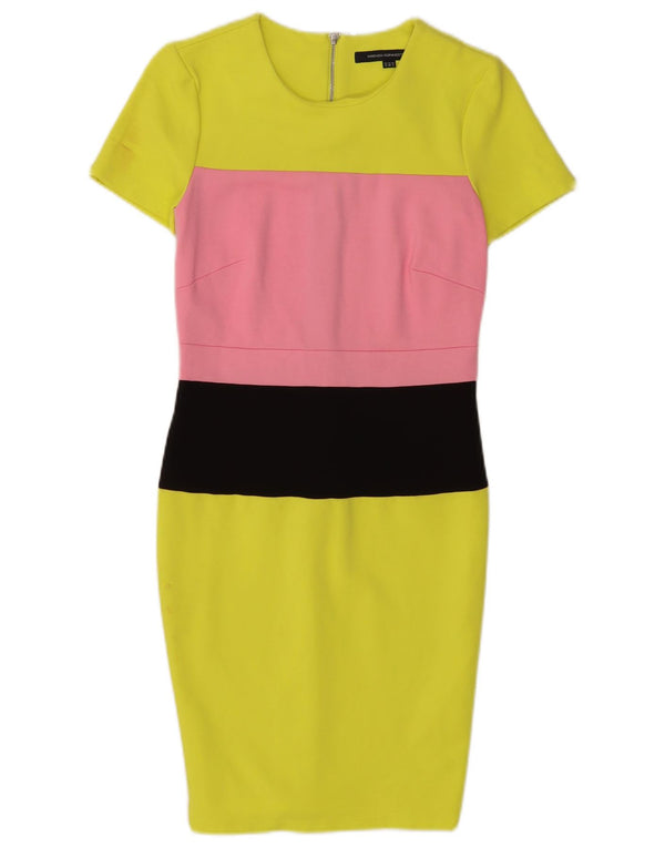 French Connection Damen Etuikleid UK 10 Small Yellow Colourblock