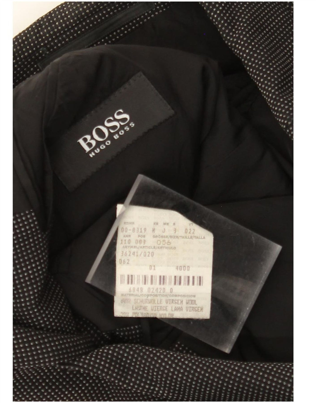 HUGO BOSS Herren-Blazer mit 3 Knöpfen, EU 56, 3XL, schwarz gefleckte Wolle
