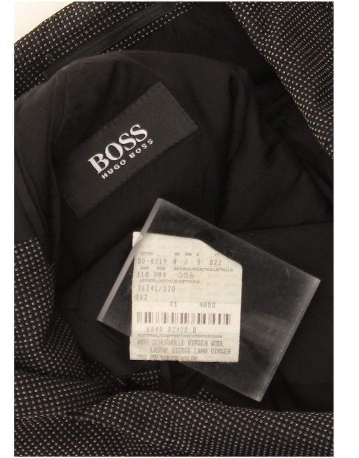 HUGO BOSS Herren-Blazer mit 3 Knöpfen, EU 56, 3XL, schwarz gefleckte Wolle