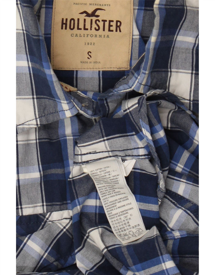 Hollister Herrenhemd aus Baumwolle, klein, blau kariert