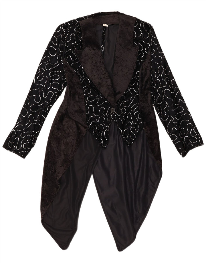 VINTAGE Damen Frack-Blazerjacke mit abstraktem Muster IT 42 Mittelschwarz