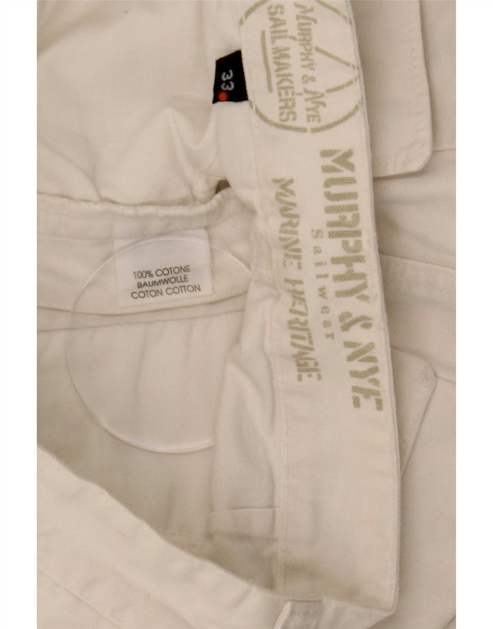Murphy & Nye Herren-Chinoshorts W33 Medium Off White Baumwolle