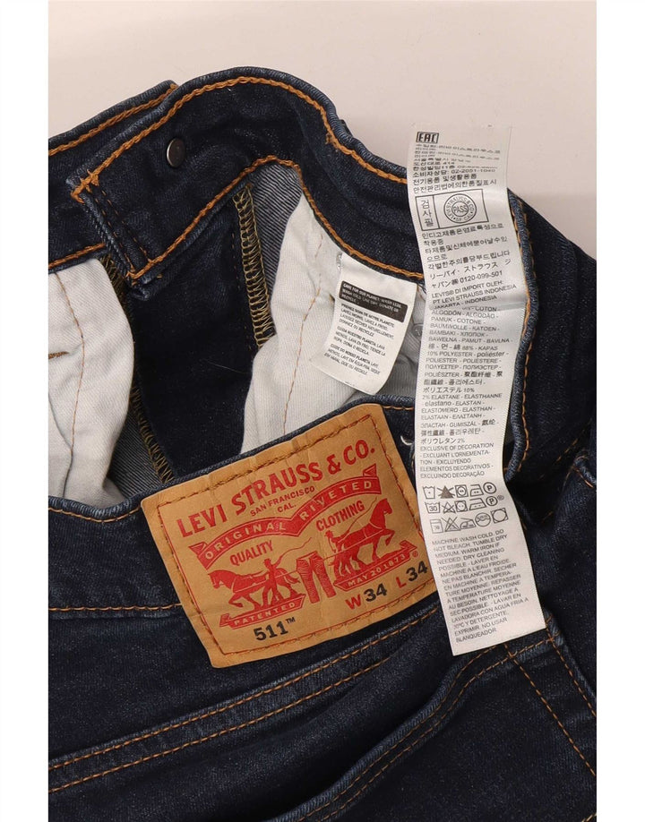 Levi's Herren 511 Slim Jeans W34 L34 Marineblaue Baumwolle