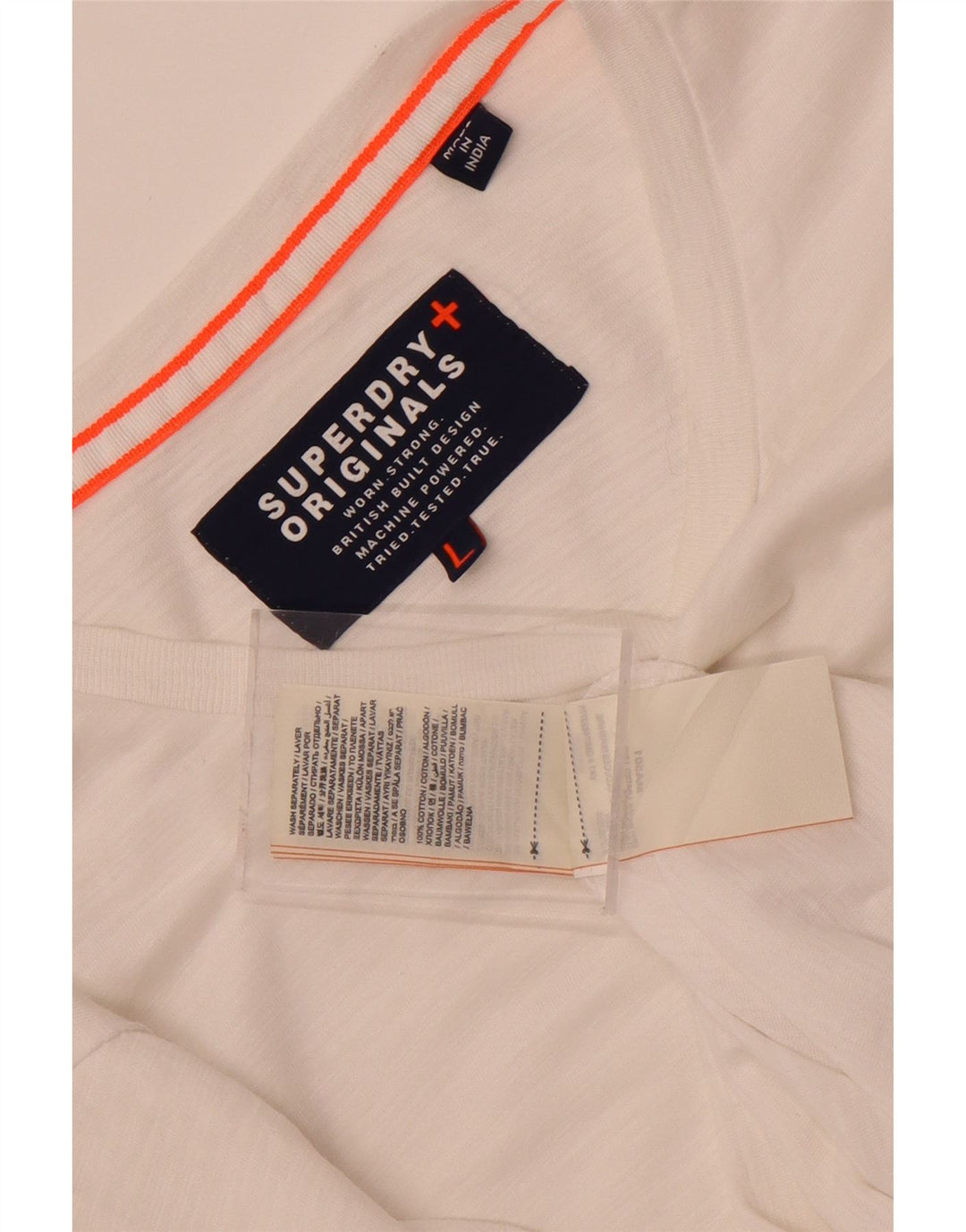 Superdry Herren-Oberteil, langärmelig, groß, aus weißer Baumwolle