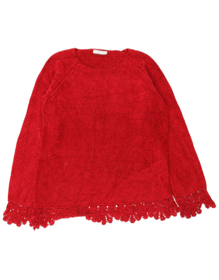 Marks & Spencer Damen-Pullover mit Rundhalsausschnitt, UK 14, mittelrote Viskose