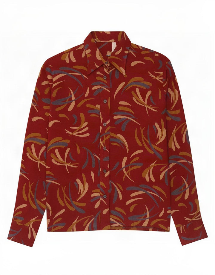 Vintage Damen Hemd mit abstraktem Muster IT 48 XL Rot Acryl