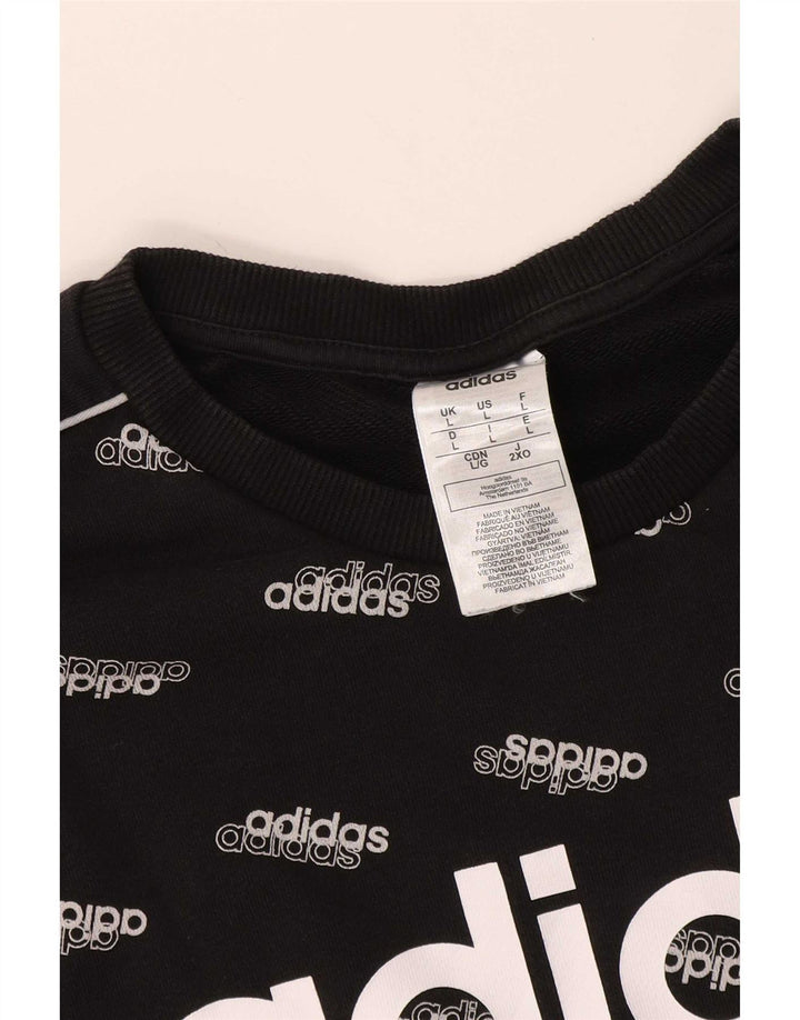 Adidas Herren Grafik-Sweatshirt-Pullover, groß, schwarze Baumwolle