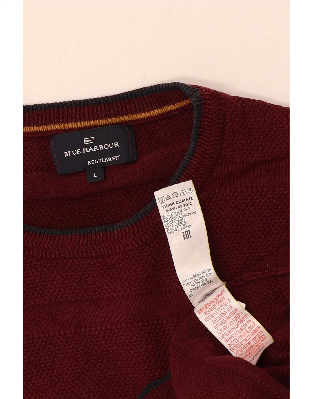 Marks & Spencer Herren-Pullover „Harbor“ mit Rundhalsausschnitt, Blau, Größe L, Kastanienbraun