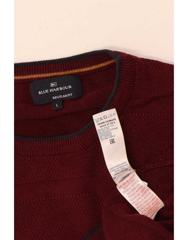 Marks & Spencer Herren-Pullover „Harbor“ mit Rundhalsausschnitt, Blau, Größe L, Kastanienbraun