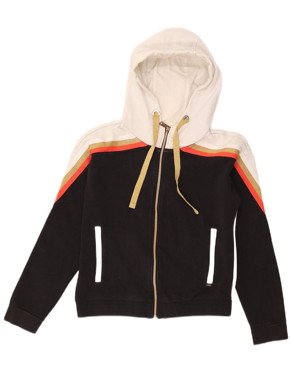 GAS Damen-Kapuzenpullover mit Reißverschluss, UK 14, mittelschwarz, Colourblock-Baumwolle