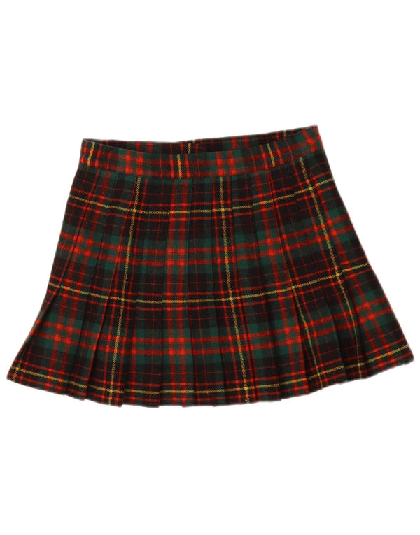 Vintage Womens Wrap Pleated Skirt IT 42 Medium W28 Multicoloured Plaid