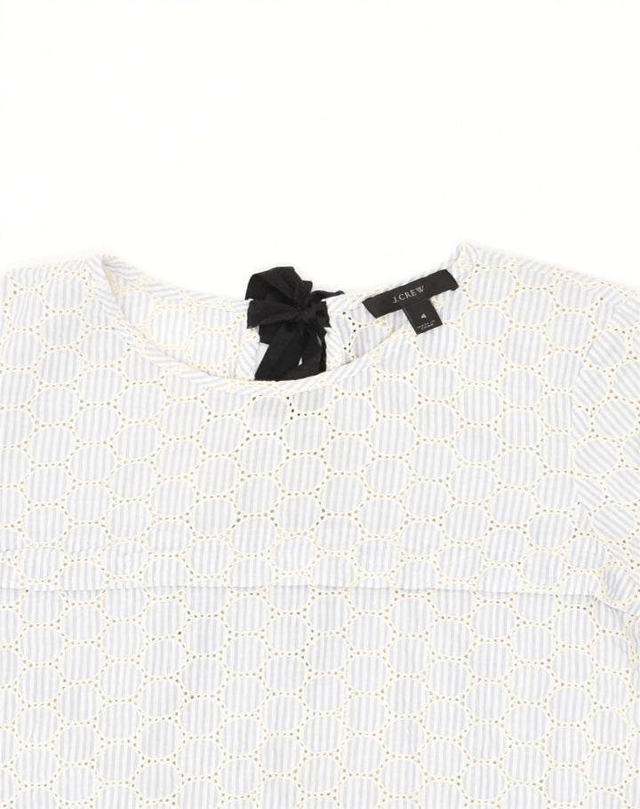 J. CREW Womens Bow Tie Blouse Top US 4 Small Grey Striped Cotton | Vintage J. Crew | Thrift | Second-Hand J. Crew | Used Clothing | Messina Hembry 