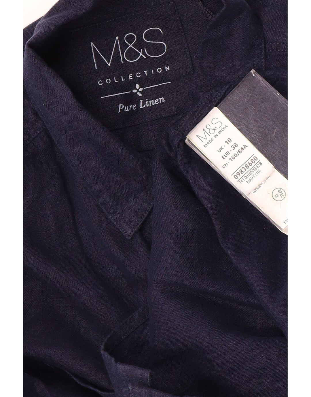 Marks & Spencer Damenhemd UK 10 Small Marineblaues Leinen