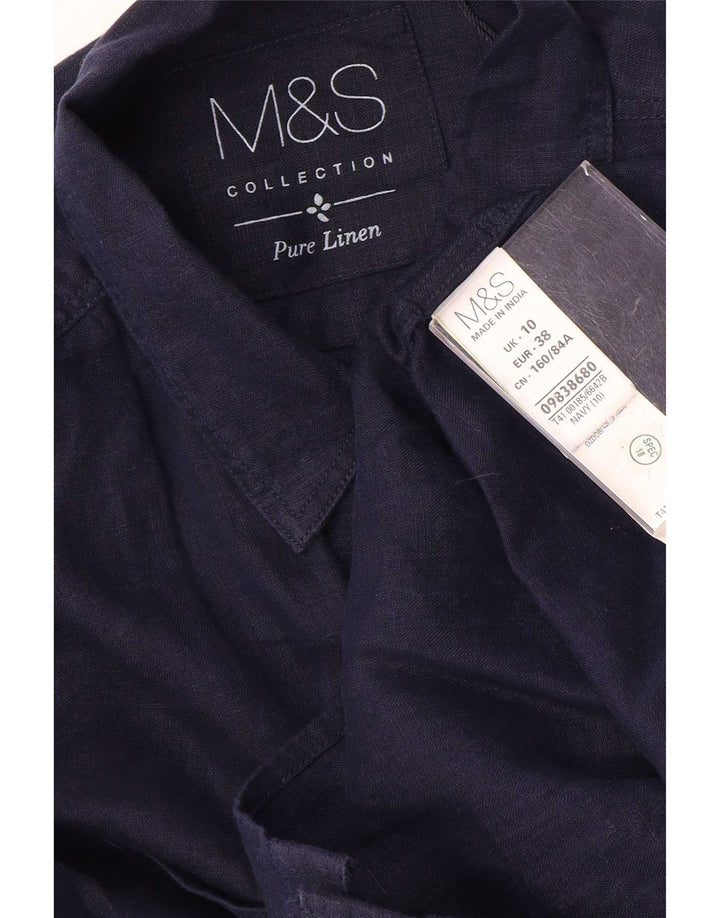 Marks & Spencer Damenhemd UK 10 Small Marineblaues Leinen