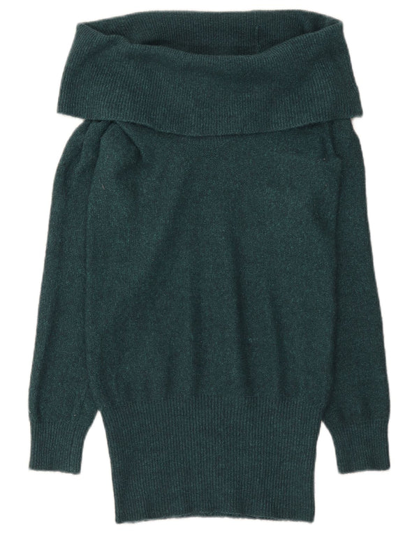 Topshop Damen Longline Rollkragenpullover Pullover UK 8 Small Grün Acryl
