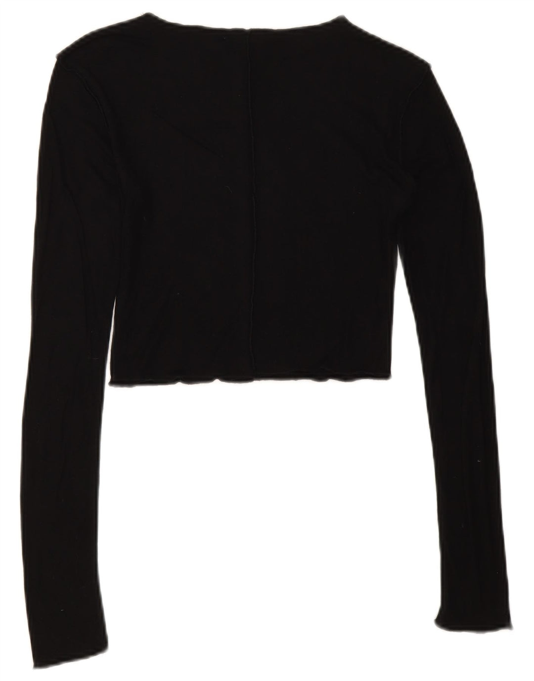 Zara Damen Crop Top Langarm UK 8 Small Schwarz