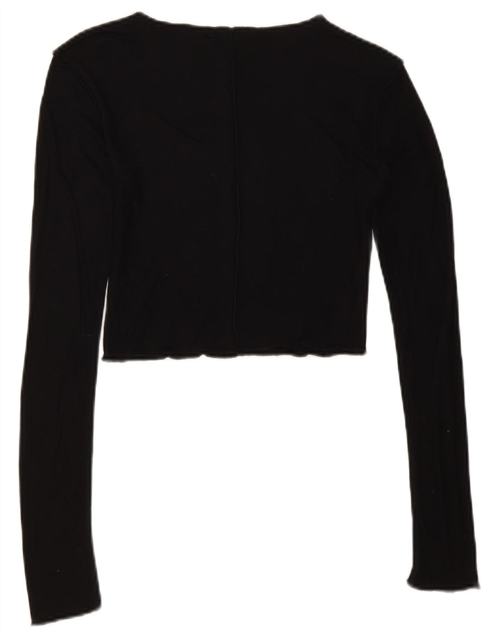 Zara Damen Crop Top Langarm UK 8 Small Schwarz