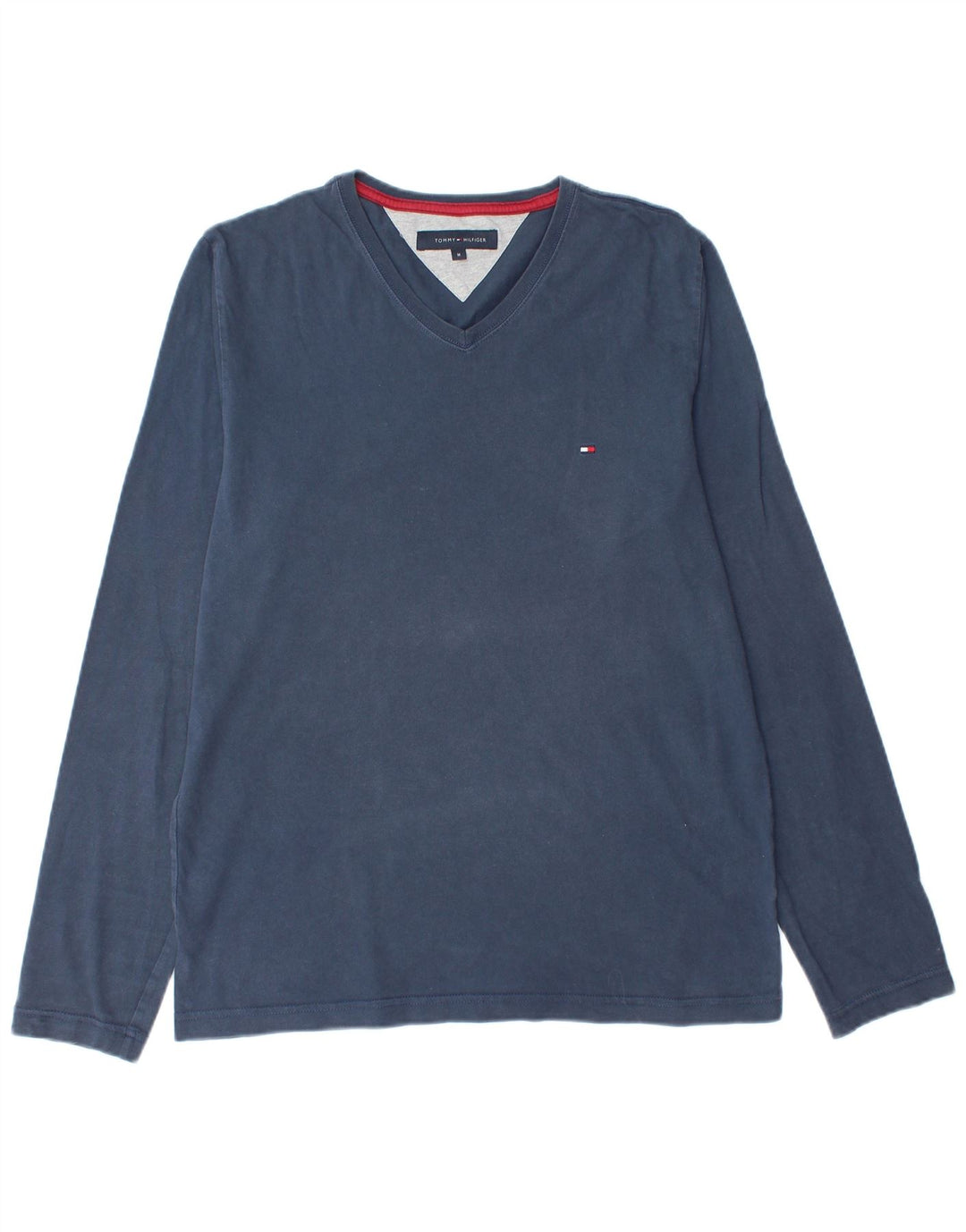 TOMMY HILFIGER Herren-Oberteil, langärmelig, mittelmarineblaue Baumwolle