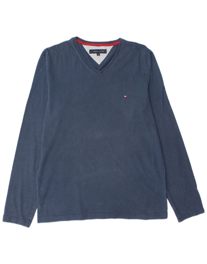 TOMMY HILFIGER Herren-Oberteil, langärmelig, mittelmarineblaue Baumwolle