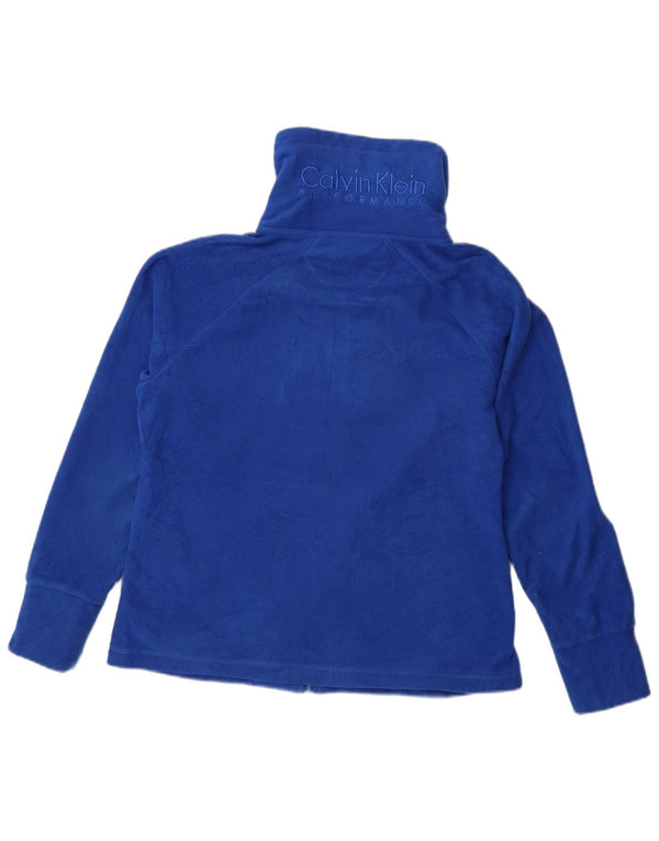 CALVIN KLEIN Damen Graphic Fleecejacke UK 14 Mittelblaues Polyester