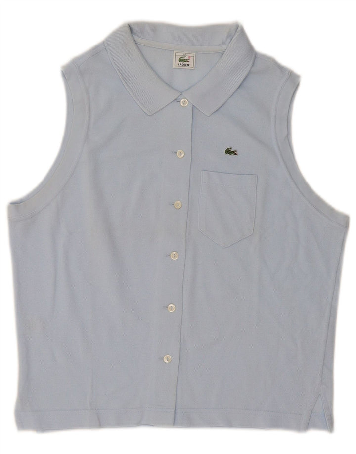 Lacoste Damen ärmellose Hemdbluse Größe 44 große blaue Baumwolle