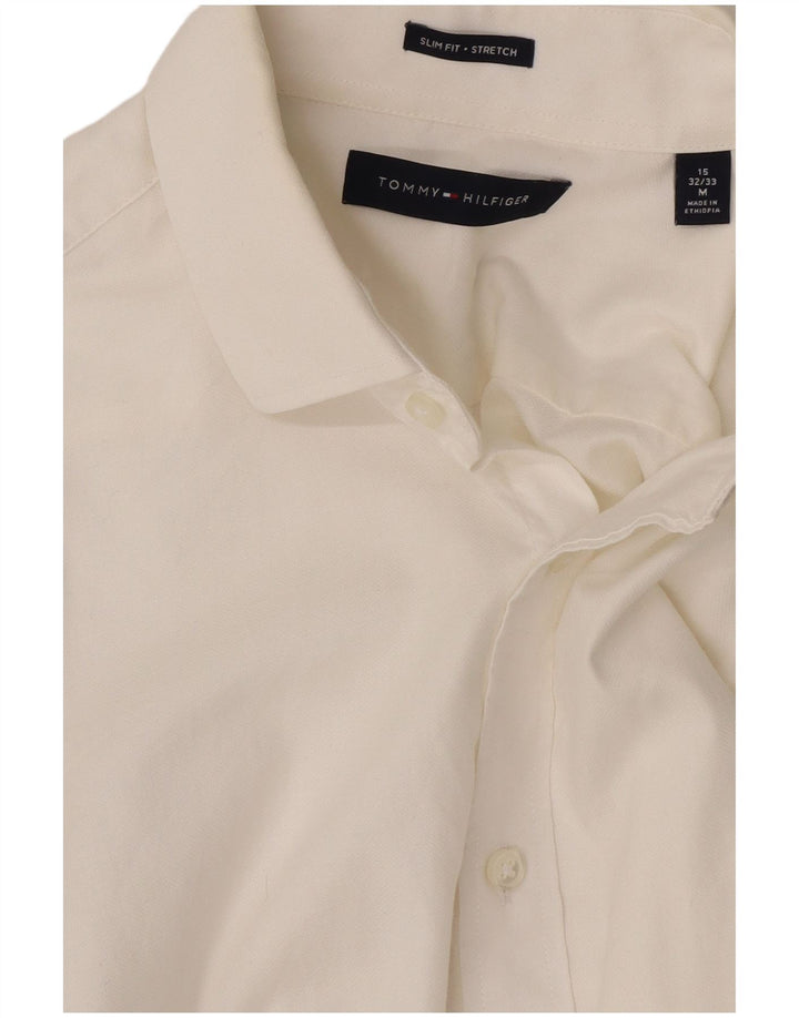 Tommy Hilfiger Herren-Slim-Fit-Hemd, Größe 15, mittelweiße Baumwolle