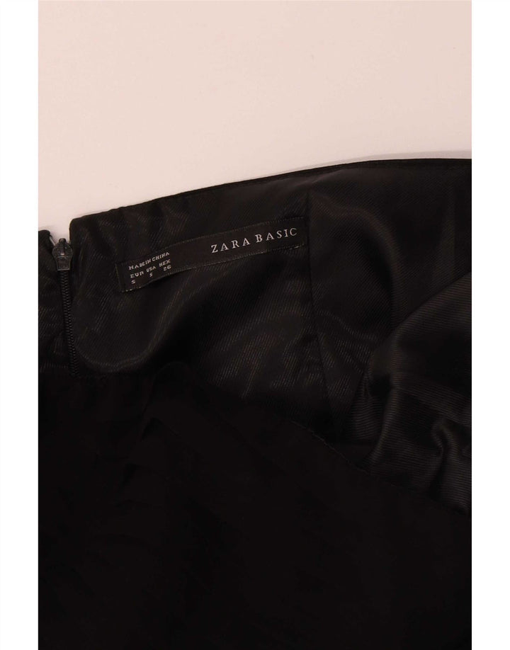 Zara Damen Trägerloses Kleid UK 8 Small Schwarz Polyester