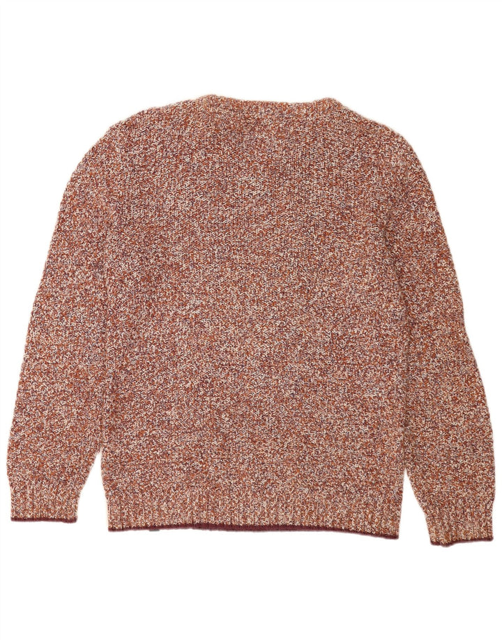 Fat Face Herren-Pullover mit Rundhalsausschnitt, mittelbraun gesprenkelte Baumwolle