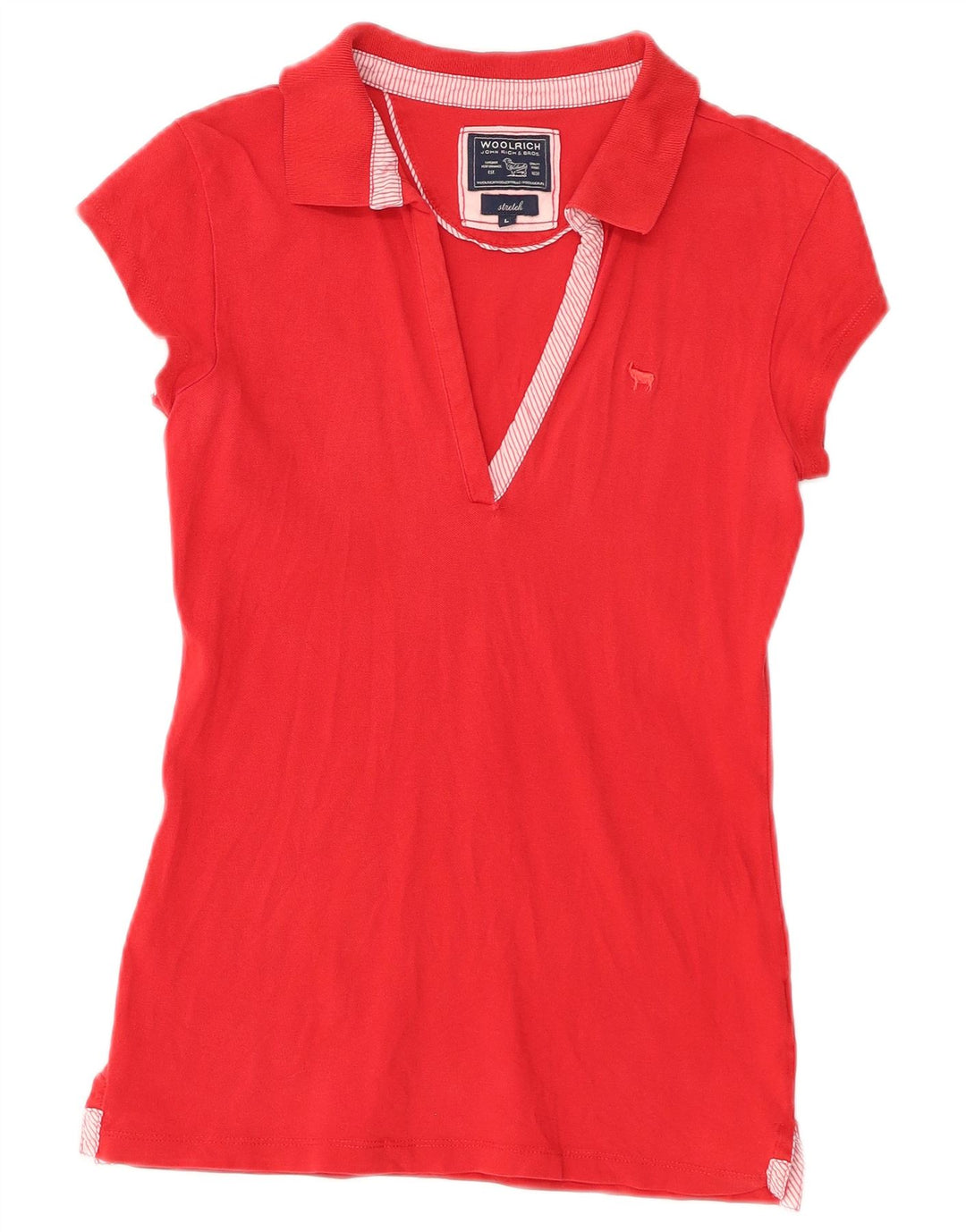 Woolrich Damen Stretch-Poloshirt UK 14 Große rote Baumwolle
