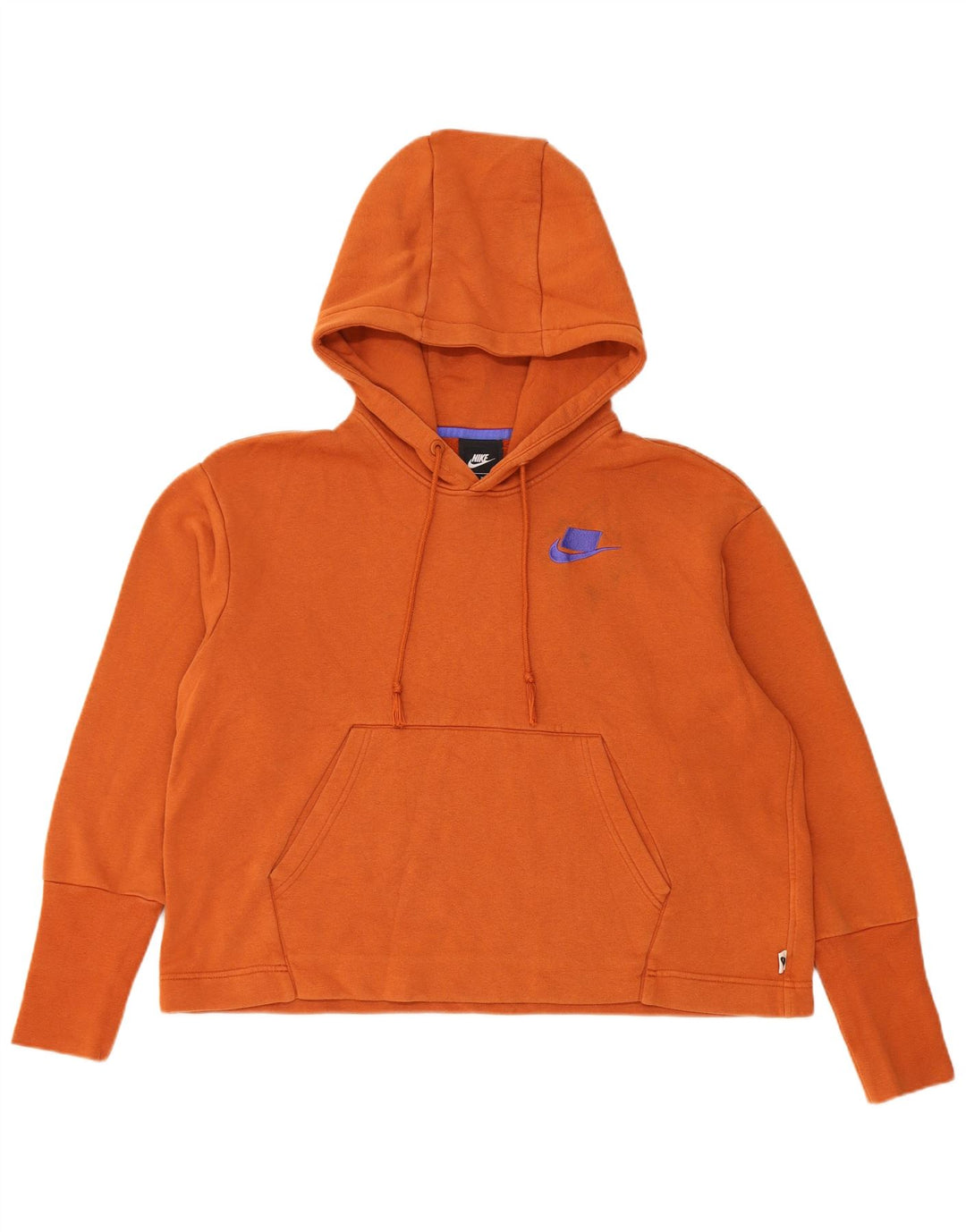 Nike Damen-Pullover mit übergroßem Kapuzenpullover, UK 14, Baumwolle in Mittelorange