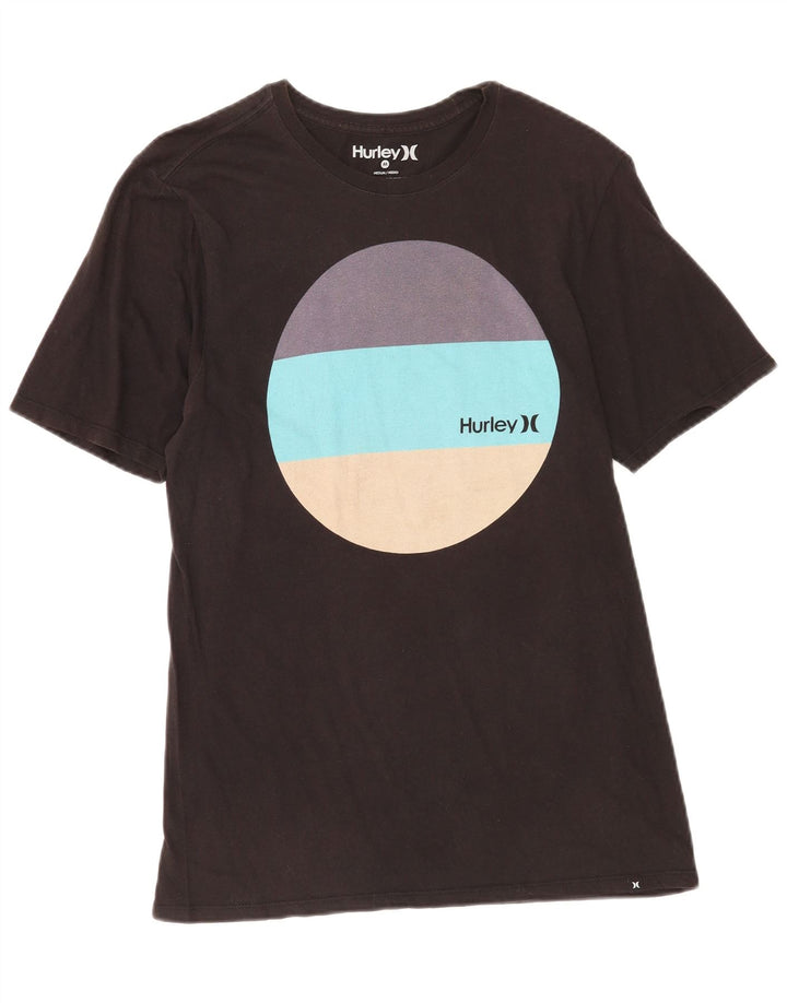 Hurley Herren Grafik-T-Shirt-Oberteil aus mittelschwarzer Baumwolle