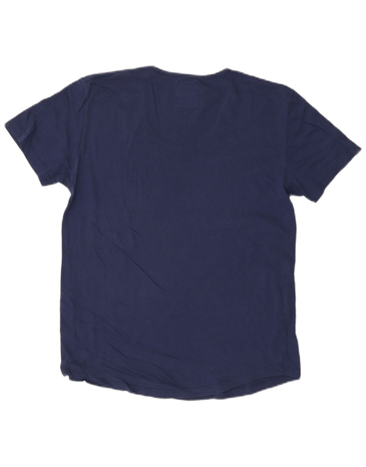 ZARA Damen T-Shirt Top UK 14 Large Marineblau Baumwolle