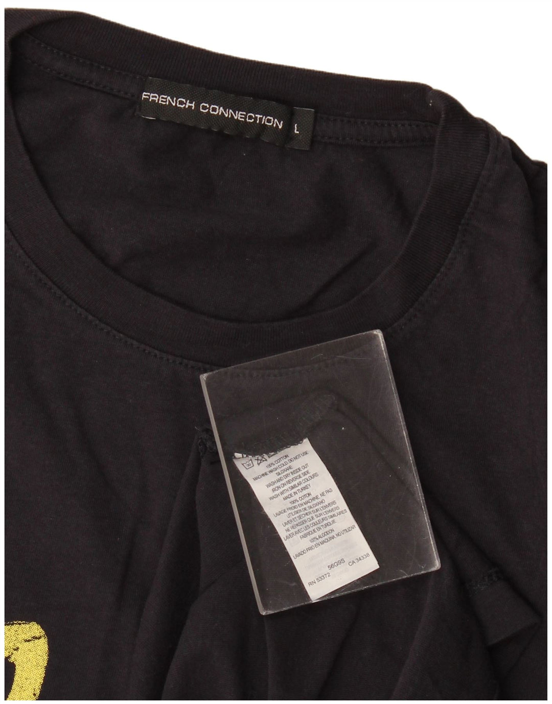 French Connection Herren-T-Shirt mit Grafik, Größe L, aus schwarzer Baumwolle