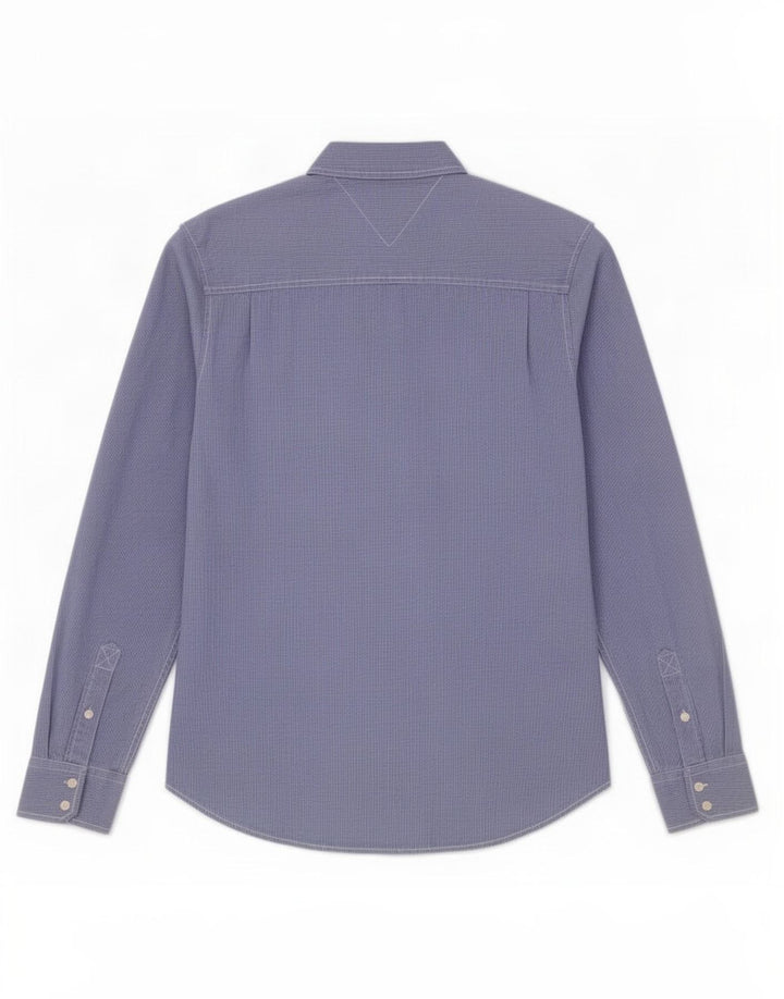Tommy Hilfiger Herrenhemd XL, blaue Gingham-Baumwolle