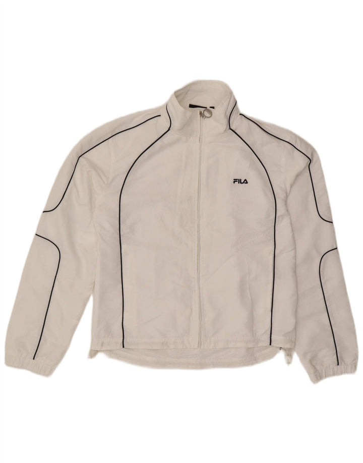 Fila Damen-Trainingsanzugoberteil, Jacke, UK 16, Größe L, Weiß, Polyester