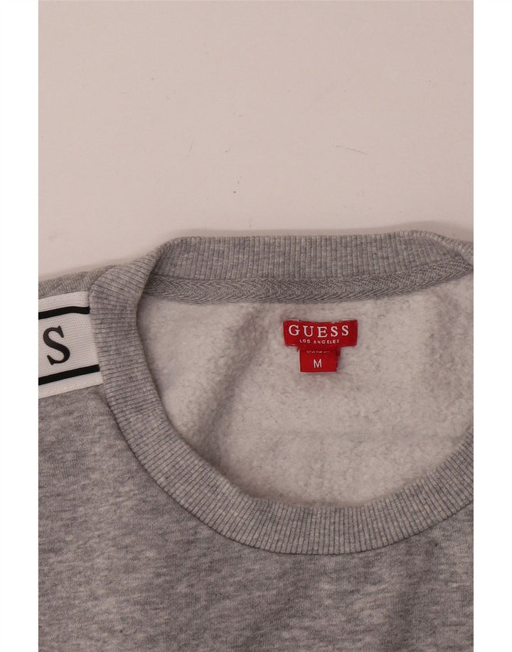 Guess Damen Crop Graphic Sweatshirt Pullover UK 14 Mittelgrau Farbblock