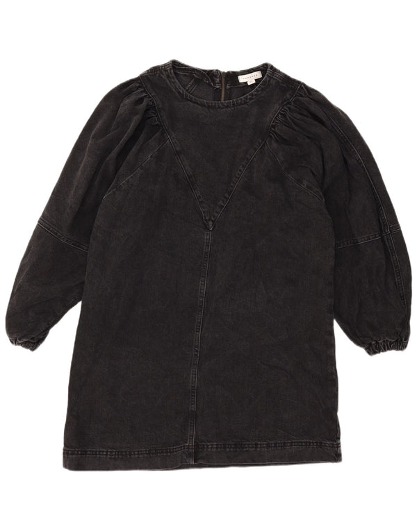 Topshop Damen-Jeanskleid mit 3/4-Ärmeln, UK-Größe 44, Größe L, Schwarz, Baumwolle