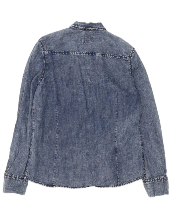 Superdry Damen Jeanshemd UK 18 XL Blaue Baumwolle