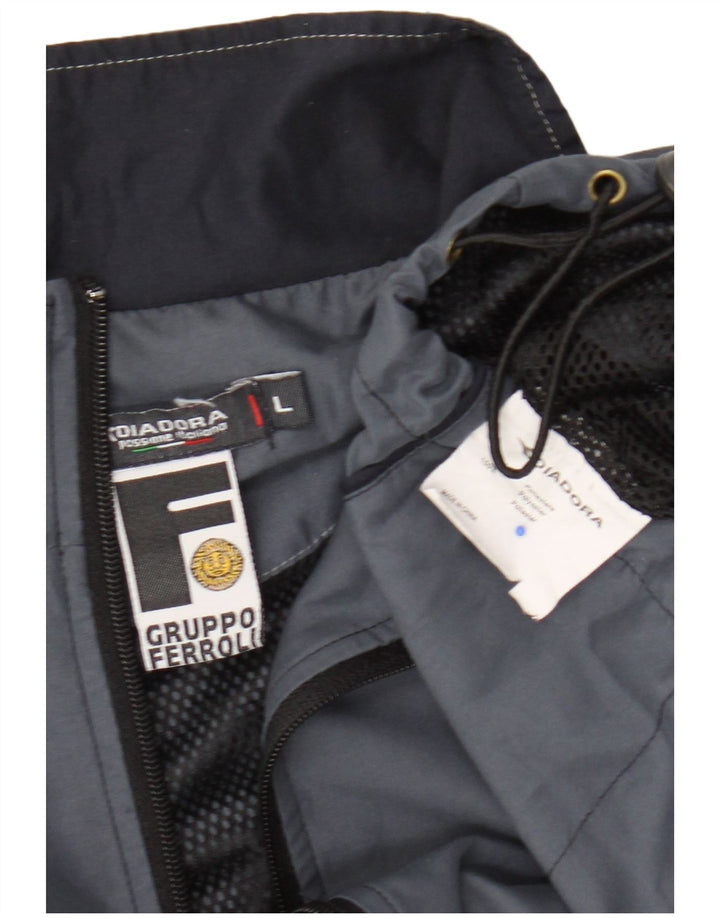 Diadora Herren-Trainingsanzug-Oberteil, Jacke, groß, marineblau, Farbblock-Polyester