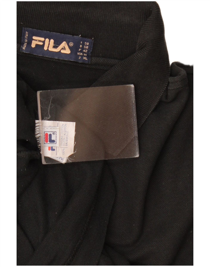 Fila Herren Langarm-Poloshirt IT 50 Mittelschwarze Baumwolle