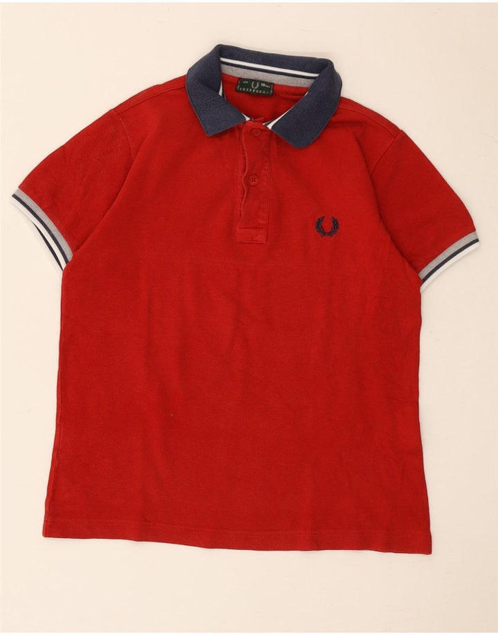 Fred Perry Jungen-Poloshirt, 9–10 Jahre, rote Colourblock-Baumwolle