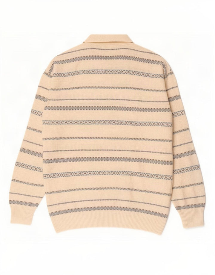Vintage Herren Rollkragenpullover Pullover Mittelweiß gestreift