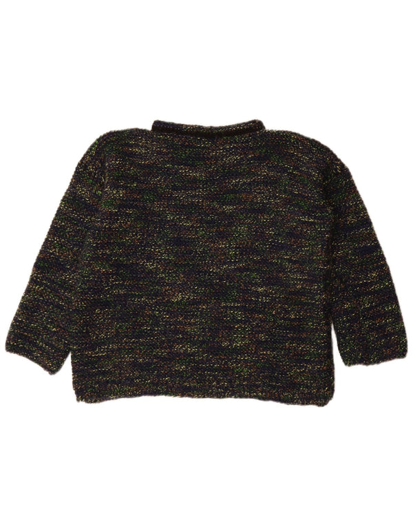Vintage Damen Rollkragenpullover Pullover UK 14 Groß Marineblau meliert